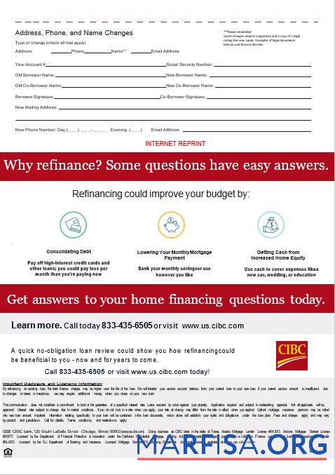 Printable USA CIBC bank mortgage statement in Word and PDF formats, 3 pages 3 download for verification